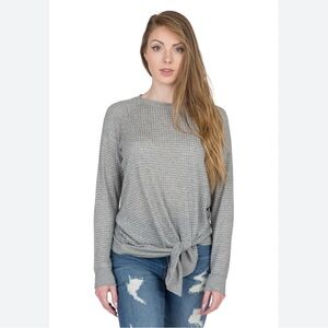 Velvet Graham and Spencer Matilda Sheer Textured Tie-Front Thermal Top